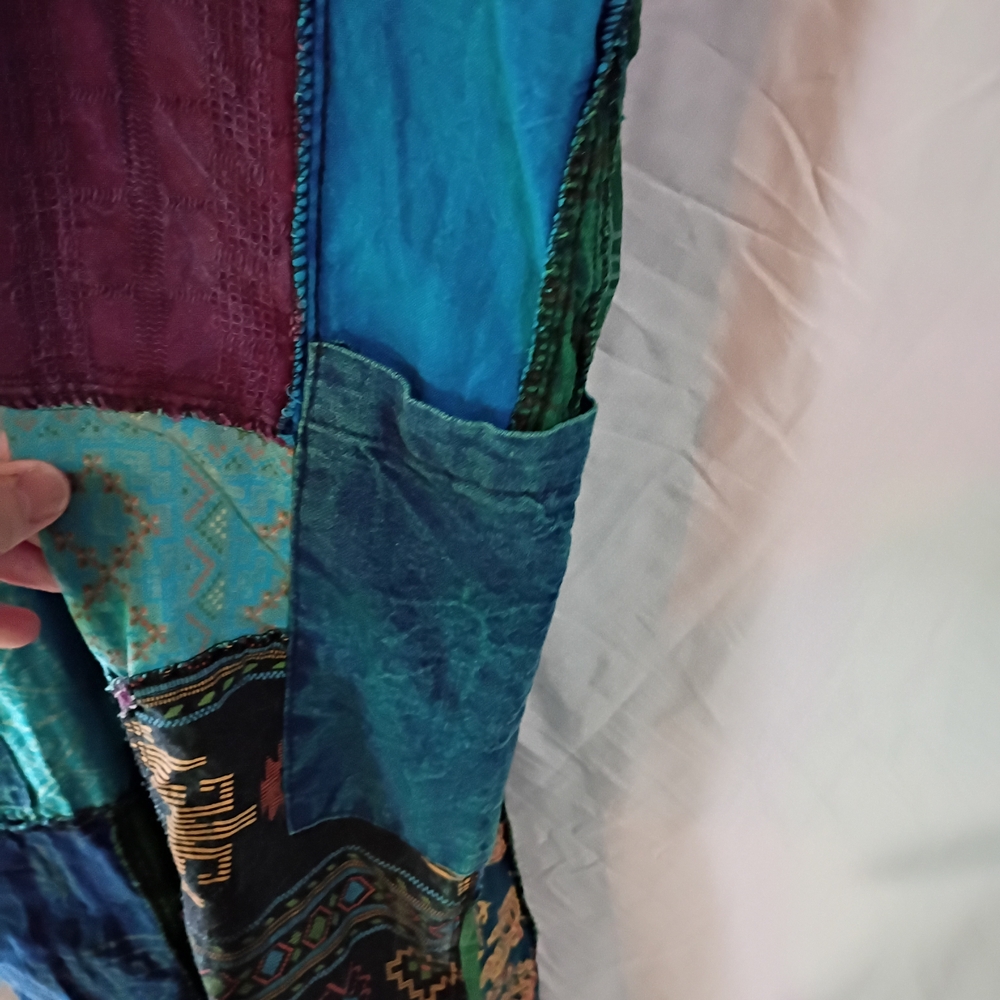 Patchwork Multicolor Boho Halter Jumpsuit in Blue… - image 5